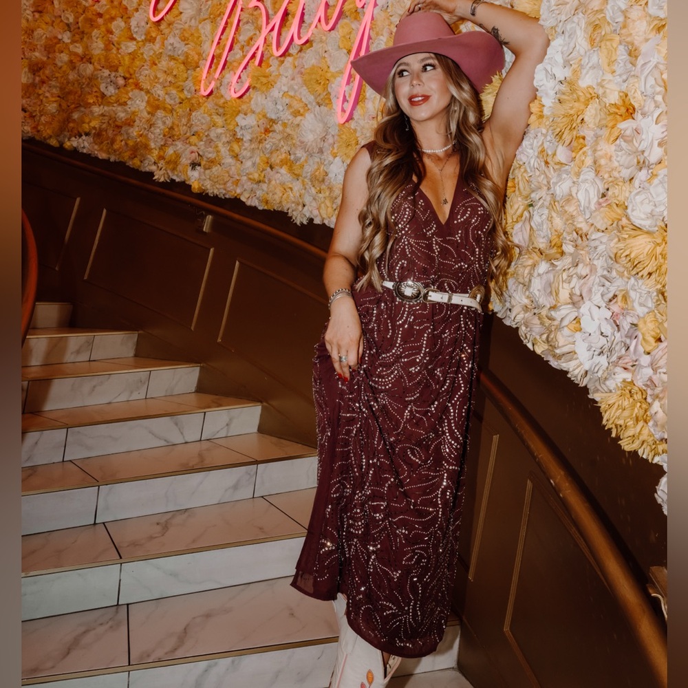 Maroon jeweled dress